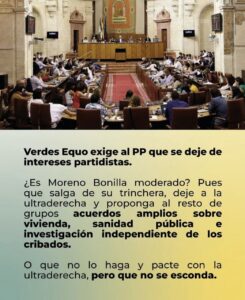 Verdes Equo exige a Moreno Bonilla que demuestre su moderación buscando acuerdos más allá de Vox Verdes Equo Andalucía