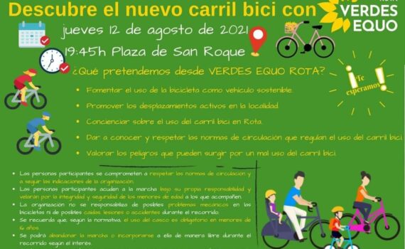 Verdes EQUO Rota invita a ciudadanos y veraneantes a una marcha en bicicleta para conocer el nuevo carril bici de Avenida de la Diputación y explicar cómo discurre el nuevo trazado Verdes Equo Andalucía