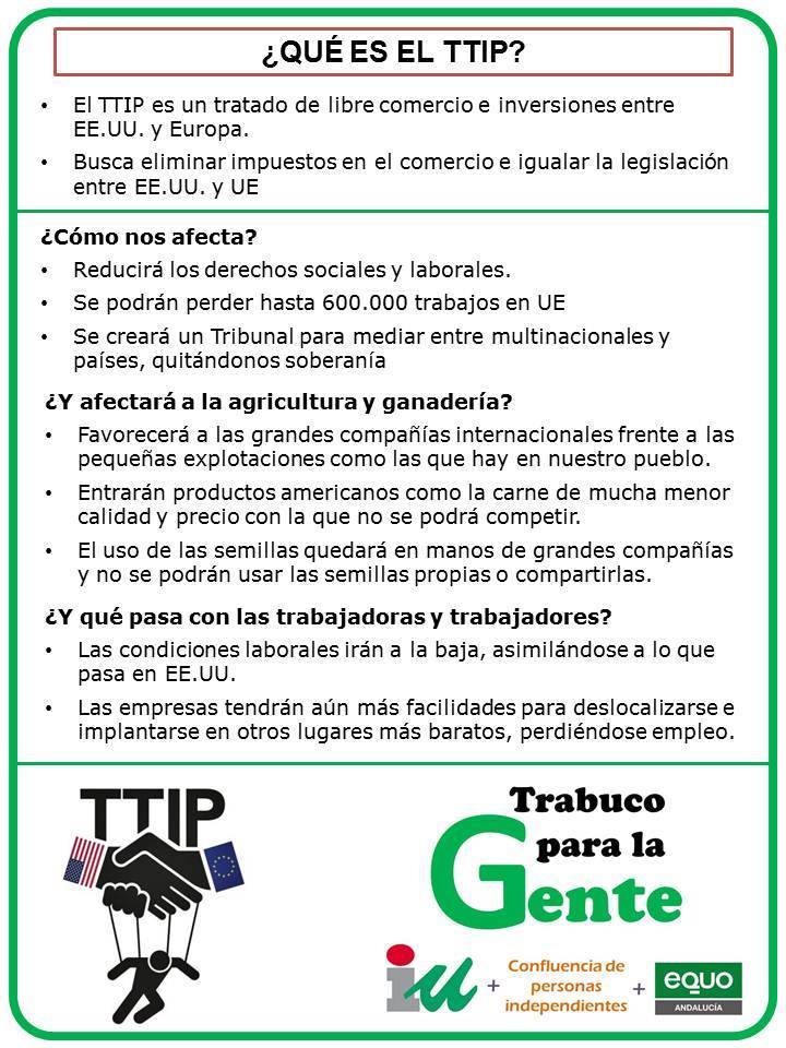 EQUO Andalucía participa en las campañas locales contra el TTIP Verdes Equo Andalucía