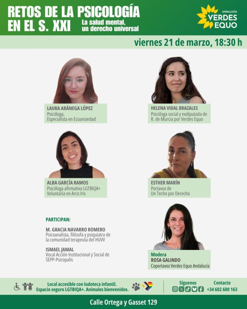 20 de marzo. Día de la Felicidad. ¿Hablamos de salud mental? Verdes Equo Andalucía