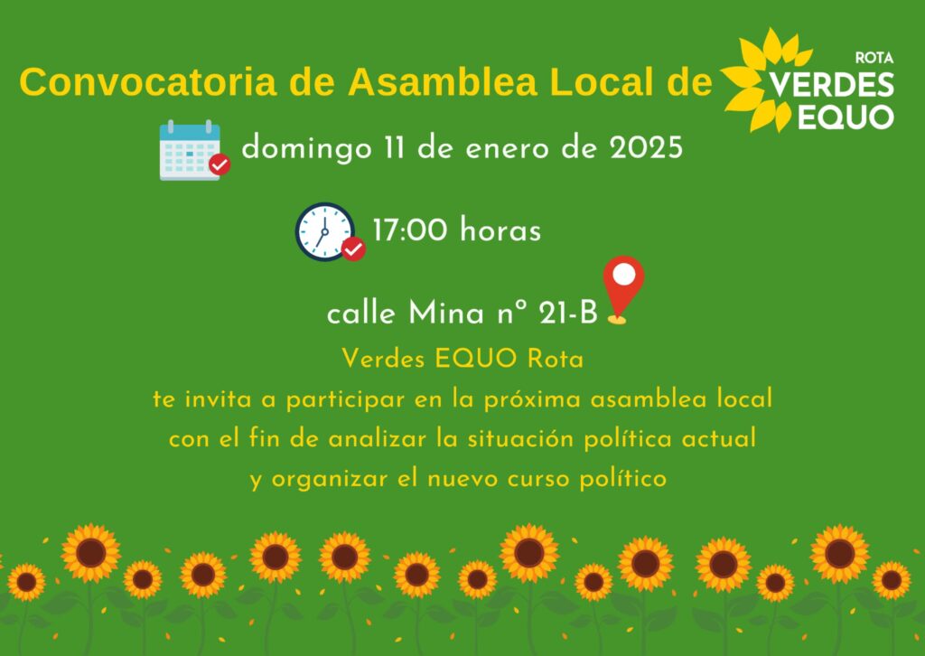 Convocatoria Asamblea local Verdes Equo Rota Verdes Equo Andalucía