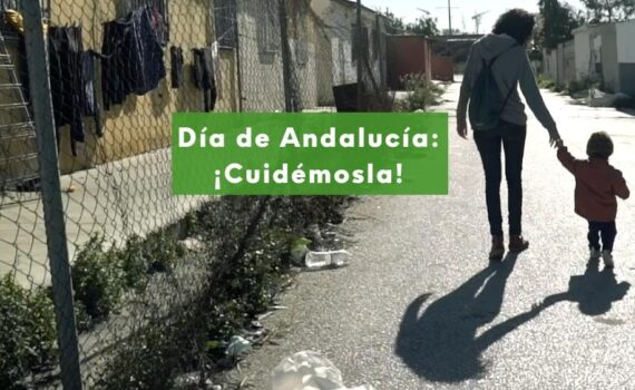 Llamamiento para cuidar Andalucía Foto de una mujer dando la mano a un niño en Andalucía