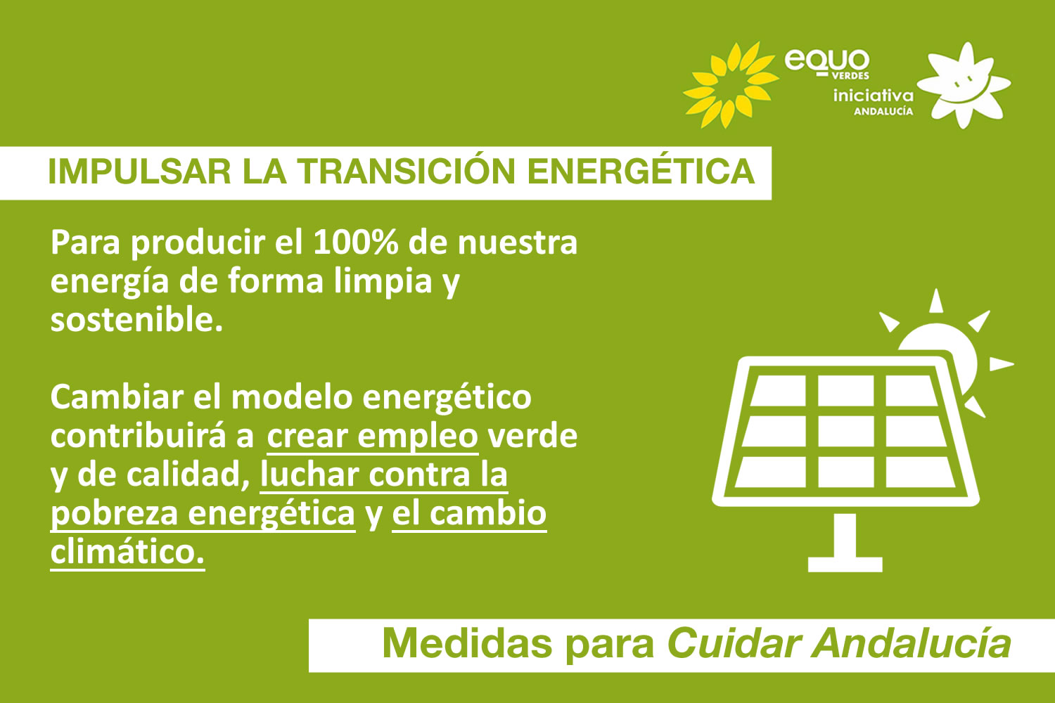 EQUO Verdes-Iniciativa Andalucía apuesta porque la transición energética sea una prioridad en la agenda política Verdes Equo Andalucía